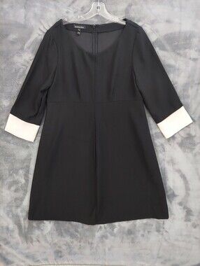 Isabella Oliver Black Long Sleeve Dress, 3/4 Sleeve w/White Cuffs. London Design